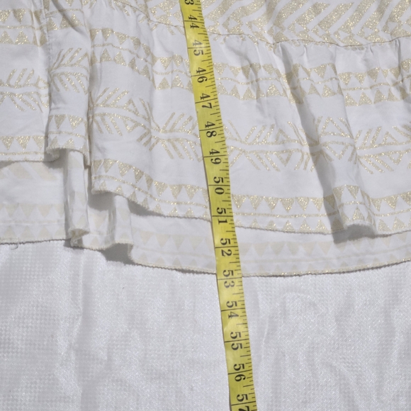 Made In Italy White Sleeveless Tiered Maxi Dress With Gold Embroidery Detail 12 - Picture 6 of 8